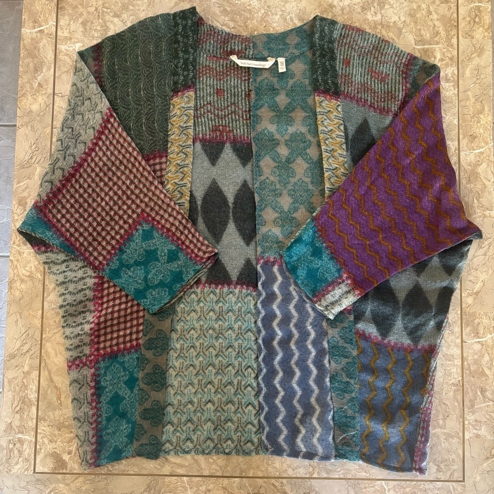 Soft Surroundings Wool Patchwork Boho Kimono Card… - image 9